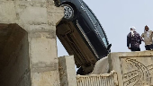 Car hangs mid air from unfinished flyover