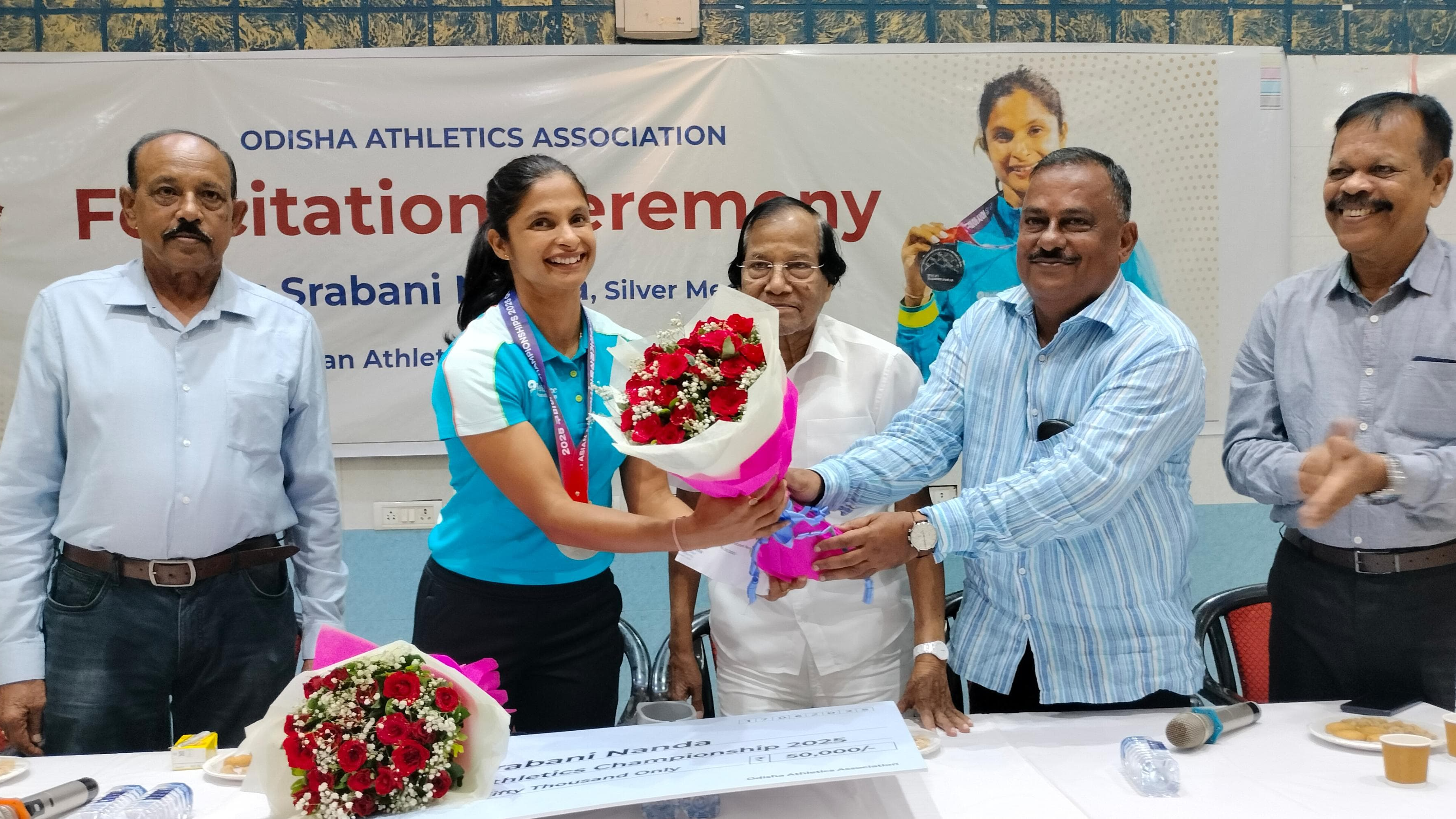  Srabani Nanda felicitated by Athletics Association